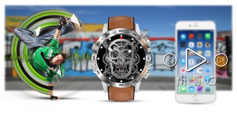 Smartwatch Gravity GT9-8 Srebrny z brązowym paskiem