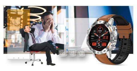 Smartwatch Gravity GT9-8 Srebrny z brązowym paskiem