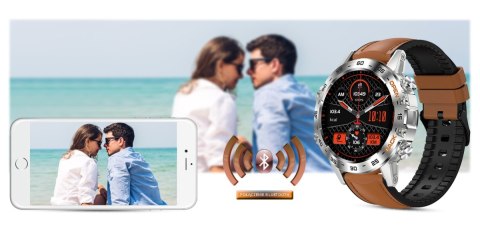 Smartwatch Gravity GT9-8 Srebrny z brązowym paskiem