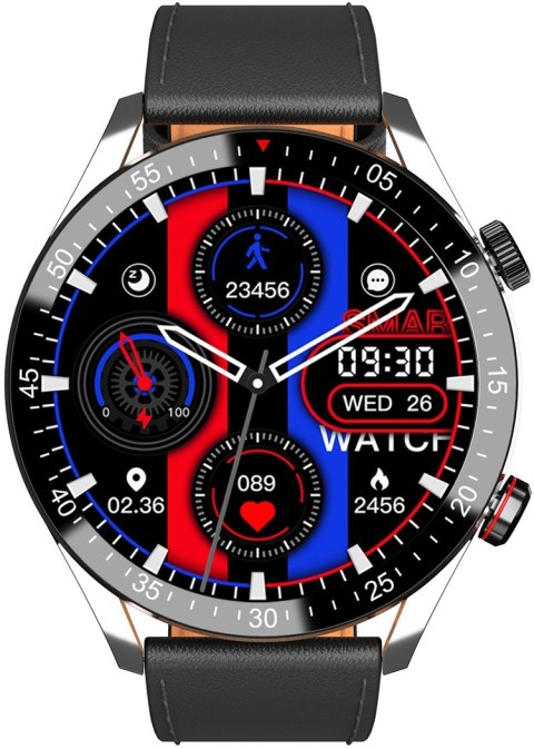 Smartwatch Męski Gravity GT4-5 Srebrny ze Skórzanym Paskiem