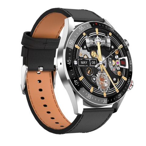 Smartwatch Męski Gravity GT4-5 Srebrny ze Skórzanym Paskiem