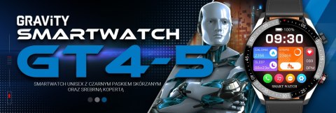 Smartwatch Męski Gravity GT4-5 Srebrny ze Skórzanym Paskiem