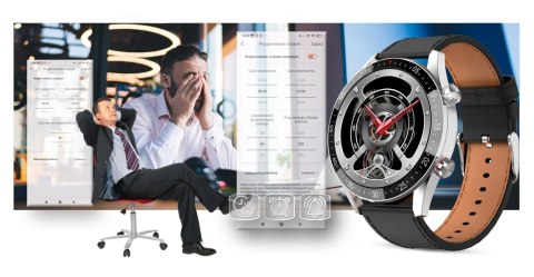 Smartwatch Męski Gravity GT4-5 Srebrny ze Skórzanym Paskiem