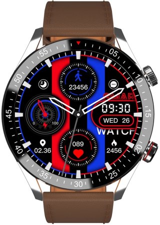 Smartwatch Męski Gravity GT4-7 Srebrny z Brązowym Paskiem