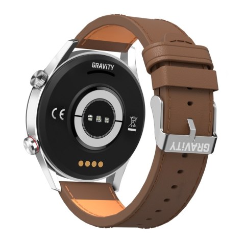 Smartwatch Męski Gravity GT4-7 Srebrny z Brązowym Paskiem