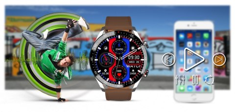 Smartwatch Męski Gravity GT4-7 Srebrny z Brązowym Paskiem