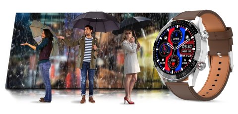 Smartwatch Męski Gravity GT4-7 Srebrny z Brązowym Paskiem