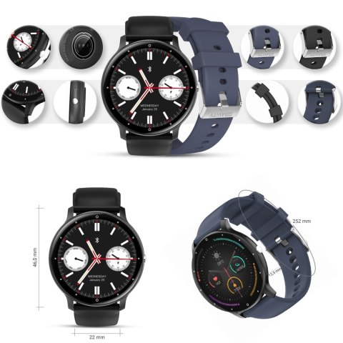 Smartwatch Gravity GT1-1 PRO - Czarny i Niebieski Pasek