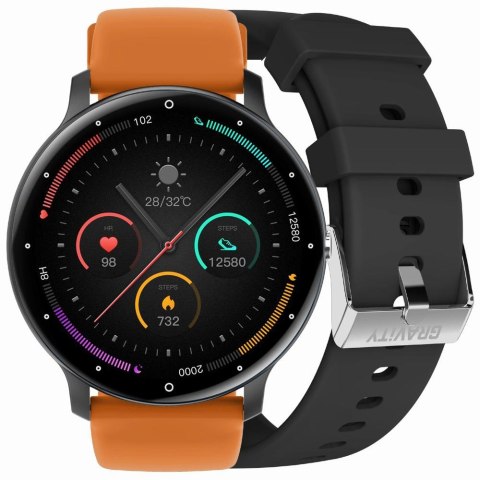 Smartwatch Gravity GT1-2 PRO - Czarny i Pomarańczowy Pasek