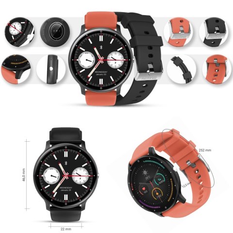 Smartwatch Gravity GT1-3 PRO - Czarny i Czerwony Pasek