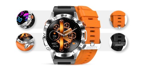 Smartwatch Gravity GT20-4 AMOLED Srebrny z dwoma paskami