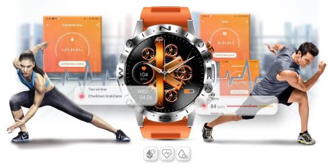 Smartwatch Gravity GT20-4 AMOLED Srebrny z dwoma paskami