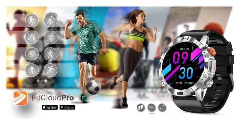 Smartwatch Gravity GT20-4 AMOLED Srebrny z dwoma paskami