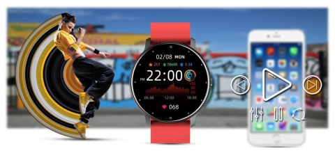 Smartwatch Damski Gravity GT1-10 Czarny/Czerwony