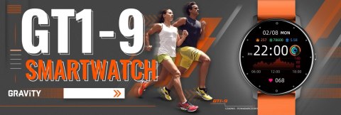Smartwatch damski Gravity GT1-9 - czarno-pomarańczowy