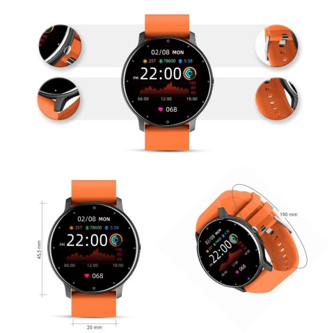 Smartwatch damski Gravity GT1-9 - czarno-pomarańczowy