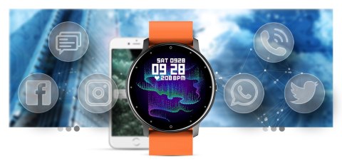 Smartwatch damski Gravity GT1-9 - czarno-pomarańczowy