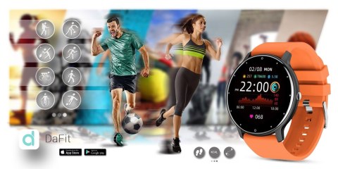 Smartwatch damski Gravity GT1-9 - czarno-pomarańczowy