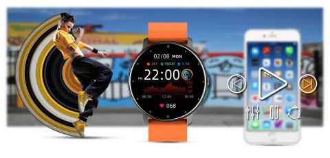 Smartwatch damski Gravity GT1-9 - czarno-pomarańczowy