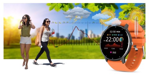 Smartwatch damski Gravity GT1-9 - czarno-pomarańczowy