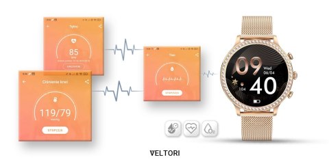 Smartwatch Damski Veltori VT310-1 - Złoto z Różem