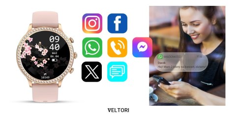 Smartwatch Damski Veltori VT310-1 - Złoto z Różem