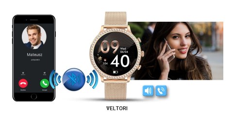 Smartwatch Damski Veltori VT310-1 - Złoto z Różem