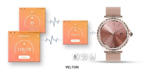 Smartwatch Damski Veltori VT320-1 - Złota Bransoleta