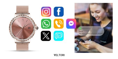 Smartwatch Damski Veltori VT320-1 - Złota Bransoleta