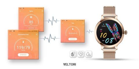 Smartwatch Damski Veltori VT340-1 - Złota Bransoleta