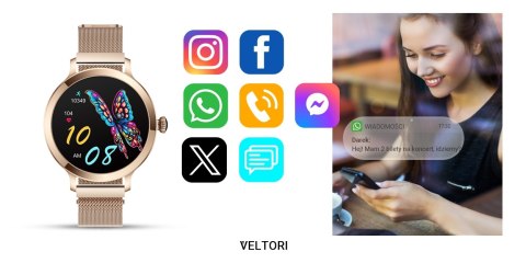 Smartwatch Damski Veltori VT340-1 - Złota Bransoleta