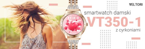 Smartwatch Damski VELTORI VT350-1 Złota Bransoleta z Cyrkoniami