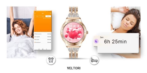 Smartwatch Damski VELTORI VT350-1 Złota Bransoleta z Cyrkoniami