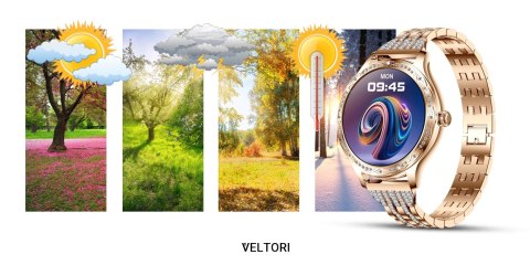 Smartwatch Damski VELTORI VT350-1 Złota Bransoleta z Cyrkoniami