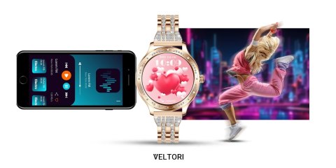 Smartwatch Damski VELTORI VT350-1 Złota Bransoleta z Cyrkoniami