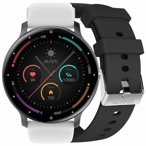Smartwatch Gravity GT1-4 PRO - Czarny i Biały Pasek