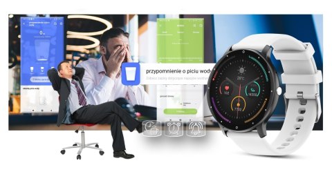Smartwatch Gravity GT1-4 PRO - Czarny i Biały Pasek
