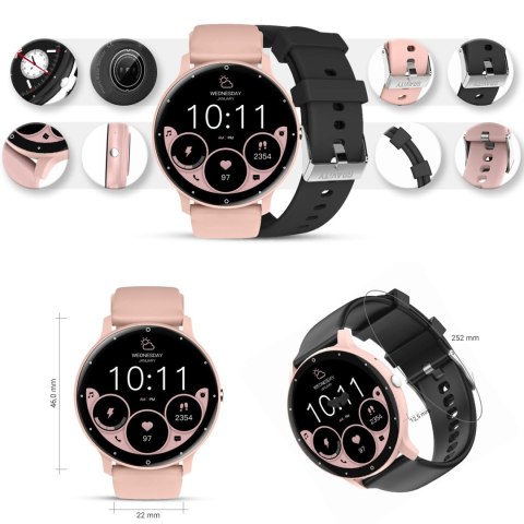 Smartwatch Gravity GT1-5 PRO Różowy + Czarny pasek