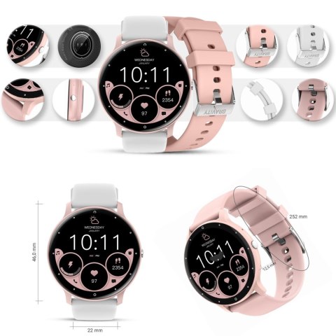 Smartwatch Gravity GT1-6 PRO Różowy + Biały pasek