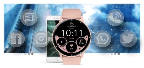 Smartwatch Gravity GT1-6 PRO Różowy + Biały pasek
