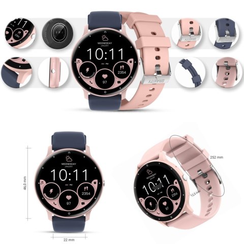 Smartwatch Gravity GT1-7 PRO Różowy + Niebieski pasek