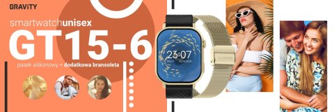 Smartwatch Gravity GT15-6 Czarny ze Złotą Bransoletą