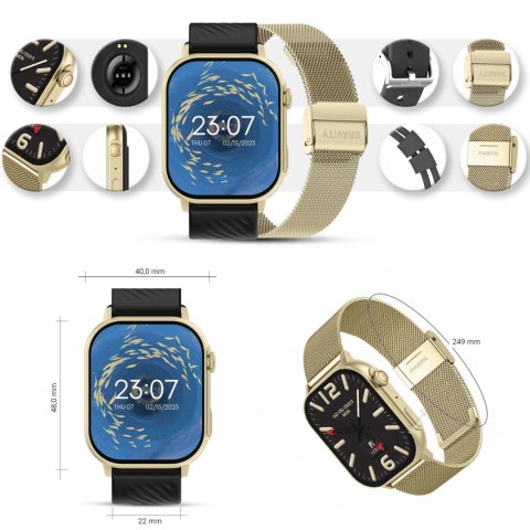 Smartwatch Gravity GT15-6 Czarny ze Złotą Bransoletą