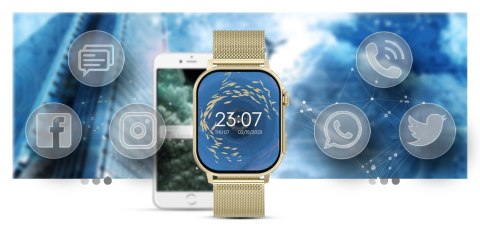 Smartwatch Gravity GT15-6 Czarny ze Złotą Bransoletą