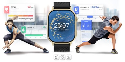 Smartwatch Gravity GT15-6 Czarny ze Złotą Bransoletą