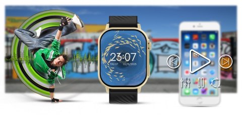 Smartwatch Gravity GT15-6 Czarny ze Złotą Bransoletą
