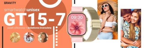 Smartwatch Gravity GT15-7 Różowy ze Złotą Bransoletą