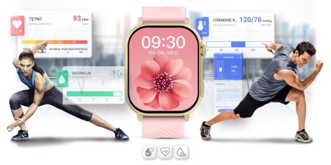 Smartwatch Gravity GT15-7 Różowy ze Złotą Bransoletą