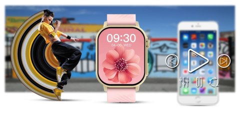 Smartwatch Gravity GT15-7 Różowy ze Złotą Bransoletą