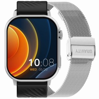 Smartwatch Gravity GT15-9 Czarny + Srebrna Bransoleta Mesh
